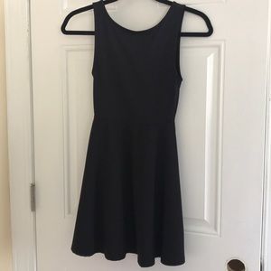 Backless black skater dress